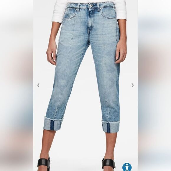 G-Star LANC 3D HIGH STRAIGHT Raw Hem Light Aged Restored 86 Crop Jeans W29 L28 - Picture 2 of 15